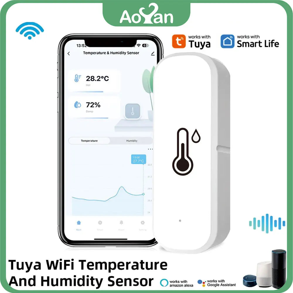 Smart Home Temperature & Humidity Monitor: Works with Alexa & Google Home
