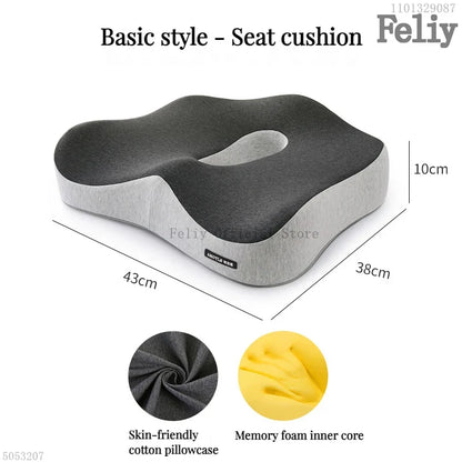 Premium Orthopaedic Support Cushions: Memory Foam Lumbar and Buttock Pads for All-Day Comfort