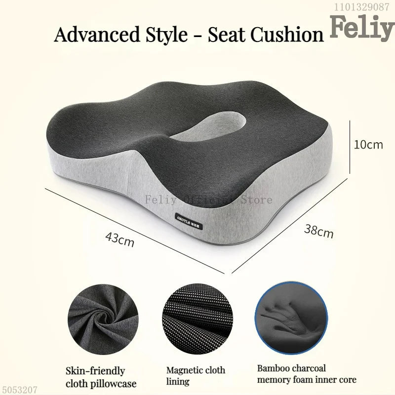 Premium Orthopaedic Support Cushions: Memory Foam Lumbar and Buttock Pads for All-Day Comfort
