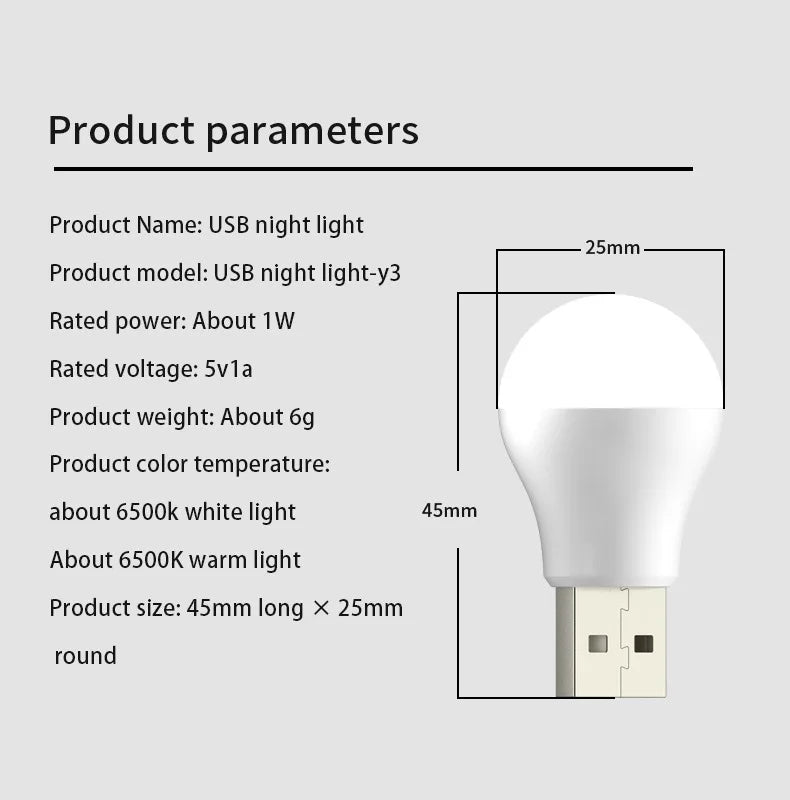 Portable USB LED Night Light: 1/2/3PCS Eye-Safe Light for Computer and Mobile Gadgets