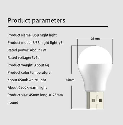 Portable USB LED Night Light: 1/2/3PCS Eye-Safe Light for Computer and Mobile Gadgets