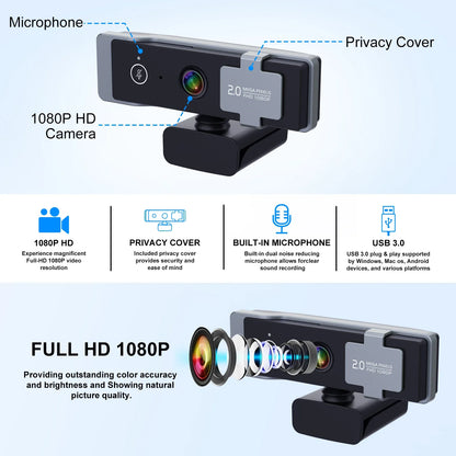 Professional 4K Webcam with Mic & Tripod: Perfect for Online Meetings, Streaming & Video Calls