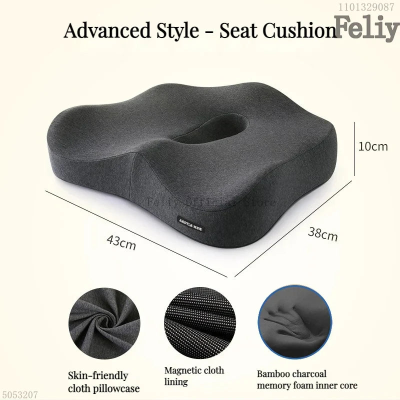 Premium Orthopaedic Support Cushions: Memory Foam Lumbar and Buttock Pads for All-Day Comfort