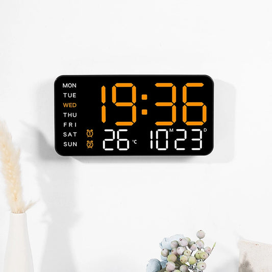 SmartGlow LED Wall Clock – Digital Time, Temperature & Date Display with Voice Control